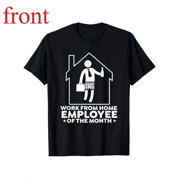 Women's Work From Home Graphic Cotton T Shirt Comfortable Short Sleeve Round Neck Top Black S-5XL