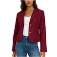 thumbnail image 1 of Women's Work Office Blazer Stretch Lapel Collar Long Sleeve Jacket Suit Slim Fit Work Office Jacket with Pockets Solid Dressy Suit Blazer, 1 of 7