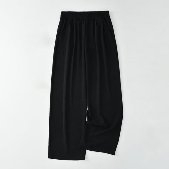 uublik Women's Work Pants Black Wide Leg Pants Palazzo Pants for Women Casual Trousers Lounge Pants with Pockets