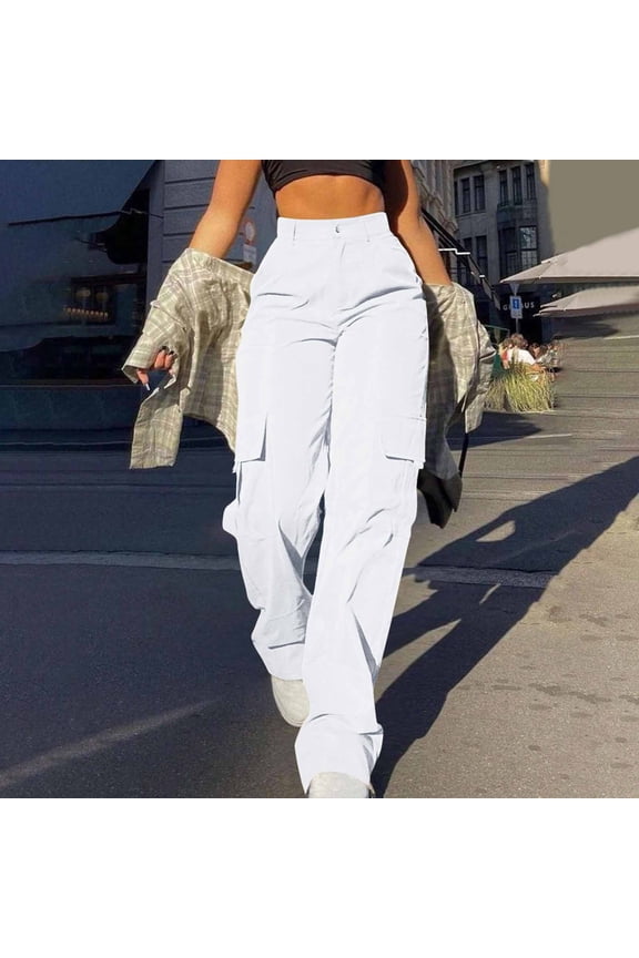 Women's Work Pants, Casual Straight Leg High Waist with Multiple Pockets, Durable Utility Pants for Work, Outdoor and Daily Wear