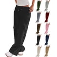 thumbnail image 1 of Women's Work Pants Mid Rise Relaxed Straight Leg Cargo Casual Trousers with Multi Pockets Black XXL, 1 of 6