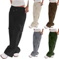 thumbnail image 1 of Women's Work Pants Mid Rise Relaxed Straight Leg Cargo Casual Trousers with Multi Pockets Black XXXL, 1 of 5