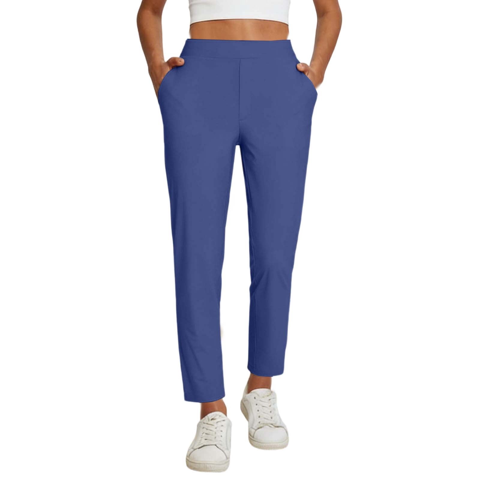 Women's Work Pants Stretchy 7/8 Ankle Dress Pants for Women Business Casual Tapered Slacks for Teacher, Golf, Travel Blue XL
