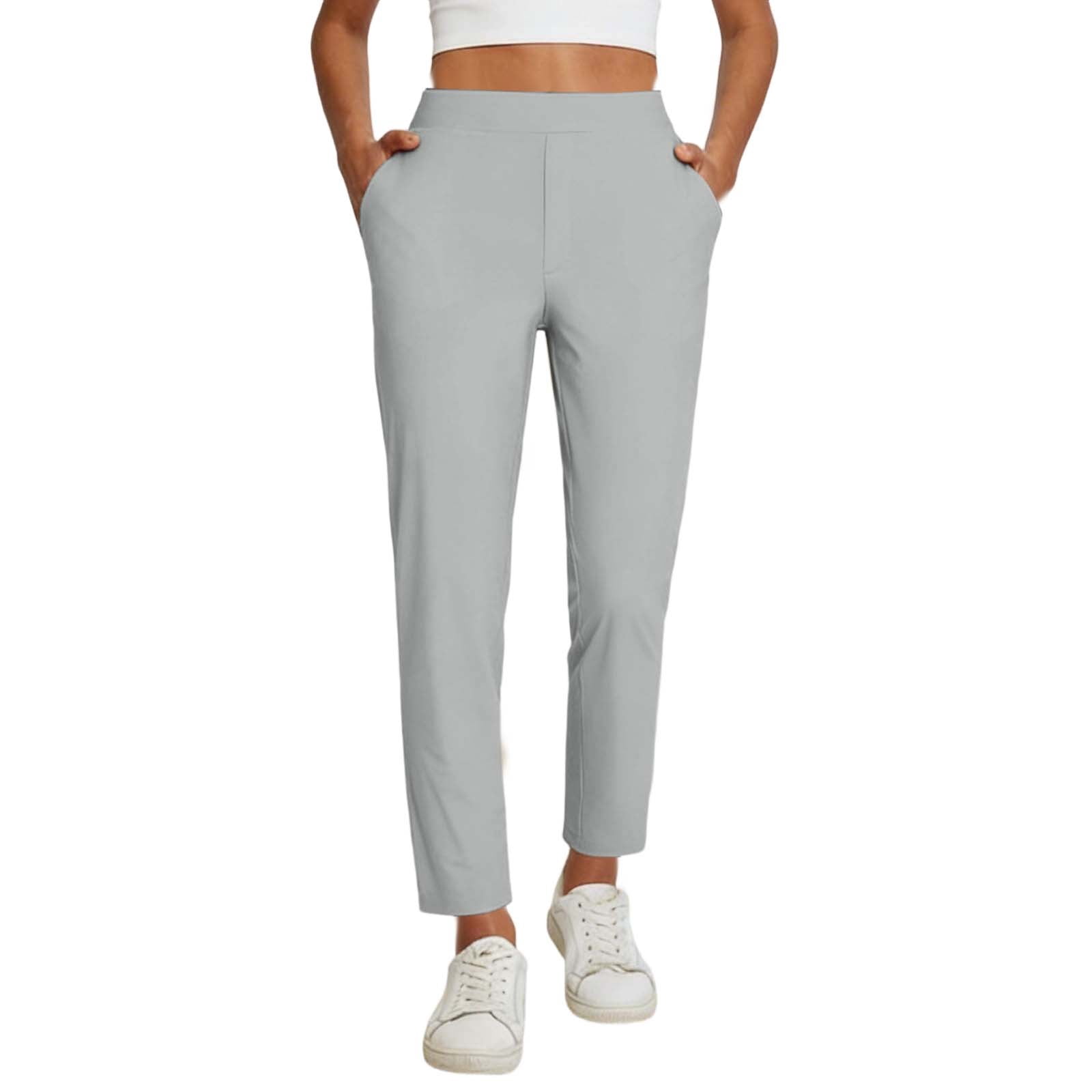 Women's Work Pants Stretchy 7/8 Ankle Dress Pants for Women Business Casual Tapered Slacks for Teacher, Golf, Travel Grey S