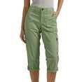 thumbnail image 1 of Women's Work Pants Women Solid Color Pentagonal Pants With Elastic Waist Casual Work Clothes Belt Pockets Army Green L, 1 of 8