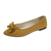 Women's Work Shoes Trendy Bow Slip On Business Office Comfy Flat Shallow Mouth Pointed Shoes Cocktail Party