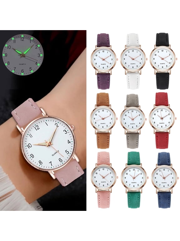 Women's Work Watch, Water Resistant, Leather Watch Strap, Luminous Hands, Women's Dress Watch, Soft Leather, Stainless Steel Case, White Dial, Date Free, Gray, Anniversary