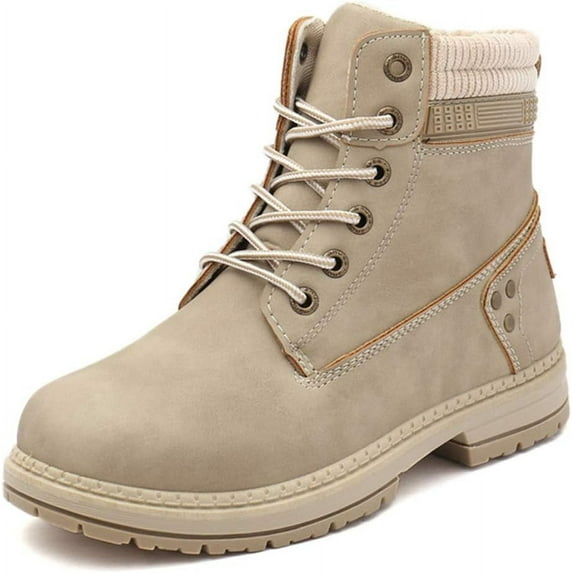 Women's Work Waterproof Hiking Combat Boots Lace up Low Heel Booties Ankle Boots