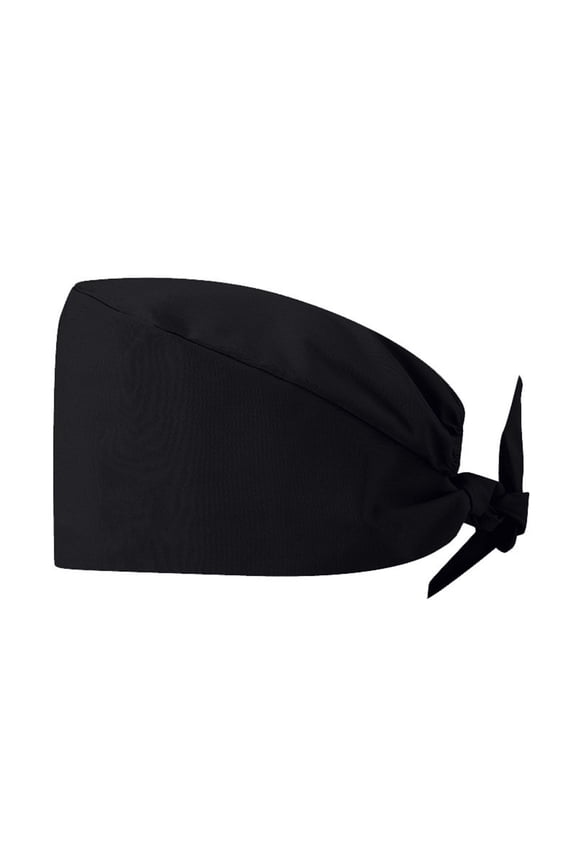 Women’s Working Scrub Cap with Adjustable Elastic Tie-Back – Lightweight, Washable Nursing Cap with Built-in Sweatband Black One Size