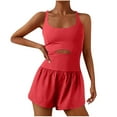 thumbnail image 1 of Women's Workout Athletic Romper, One-Piece Running Outfits, Cut Out Tank Style S-1 Short Jumpsuits New Red M, 1 of 4