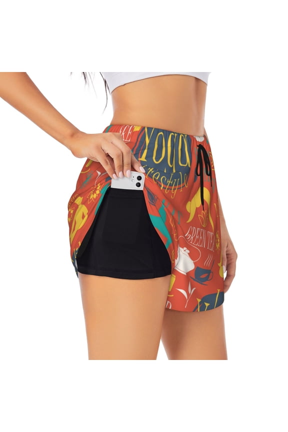 Women's Workout Athletic Shorts with Pocket for Yoga Gym Running Yoga, Yoga Lifestyle Asanas Posture