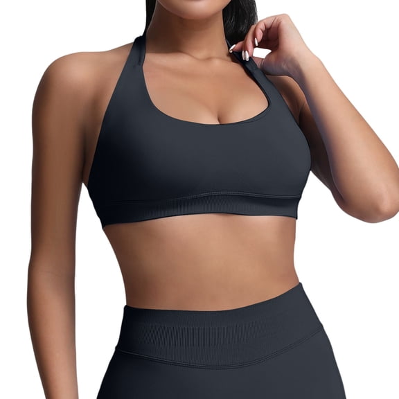 Women's Workout Bras, Medium Low Support, Seamless Open Back, Padded, Nylon & Spandex, Multiple Sizes