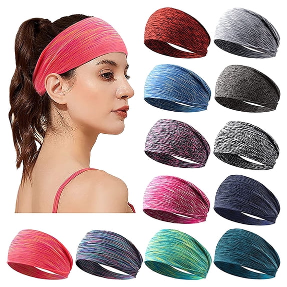 Women's Workout Headbands Non Slip Sport Sweatbands Yoga Hairbands for Travel Fitness Athletic Elastic Fresh Keeping for Girls Black One Size