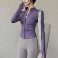 thumbnail image 1 of Women's Workout Jacket Cropped High Elastic Zip Up Yoga Jacket Long Sleeve Slim Fit Athletic Tops for Yoga Running Gym Workout Tops, 1 of 3