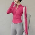 thumbnail image 1 of Women's Workout Jacket Cropped High Elastic Zip Up Yoga Jacket Long Sleeve Slim Fit Athletic Tops for Yoga Running Gym Workout Tops, 1 of 3