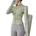thumbnail image 1 of Women's Workout Jackets Zip Up Yoga Jackets Cropped Long Sleeve Running Athletic Tops Slim Fits Yoga Shirts with Thumbholes, Gifts for Women, 1 of 3