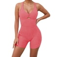 thumbnail image 1 of Women's Workout Jumpsuit Shorts Gym Yoga Outfit Activewear Stretchy Comfortable Pure Color Summer Fitness Clothes For Women, 1 of 2
