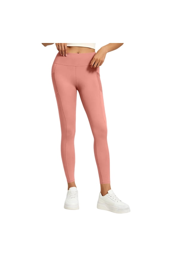 Women's Workout Leggings, High Rise Stretch Waistband, Side Pockets