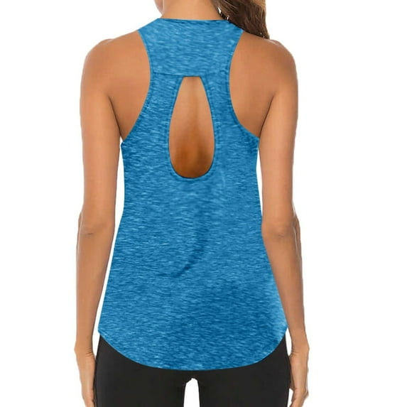 Women's Workout O-Neck Sleeveless Breathable Backless Tank Yoga Tops Womens Long Sleeve Spandex T Shirt Solid Color Tops for Women Short Sleeve Stretch Tee Blank Athletic Shirts Woman S Workout Top