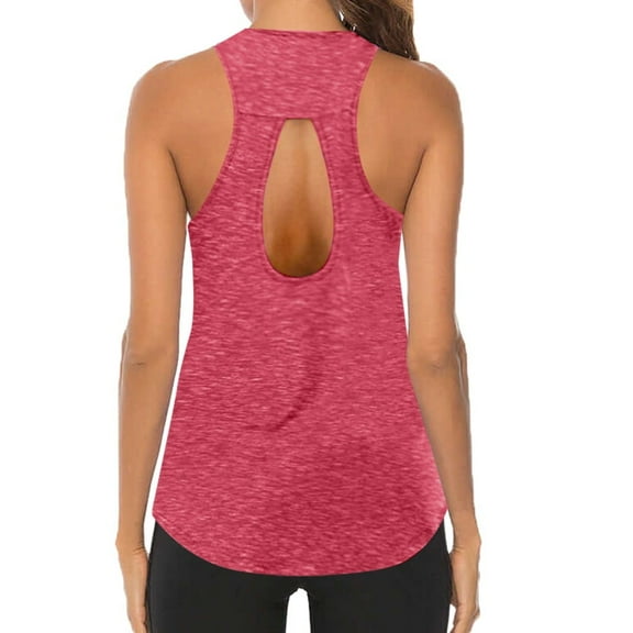 Women's Workout O-Neck Sleeveless Breathable Backless Tank Yoga Tops Womens Long Sleeve Spandex T Shirt Solid Color Tops for Women Short Sleeve Stretch Tee Blank Athletic Shirts Woman S Workout Top