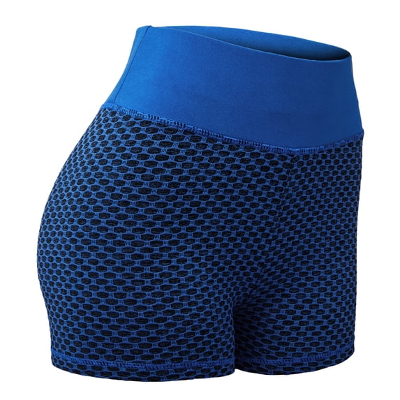 Women’s Workout Running Shorts High Waist Tummy Control Athletic Gym Yoga Lounge Shorts, Blue, S