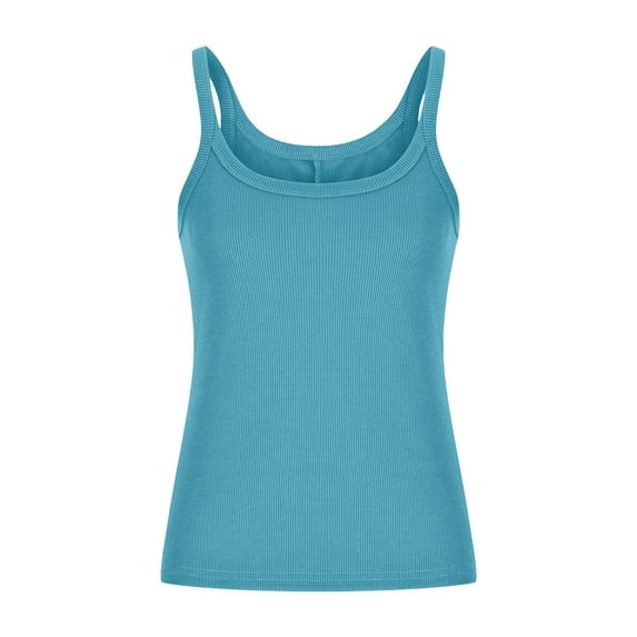 Women’s Workout Scoop Neck Tank Top Ribbed Sleeveless Cami Lightweight Solid Basic Shirts Plus Size