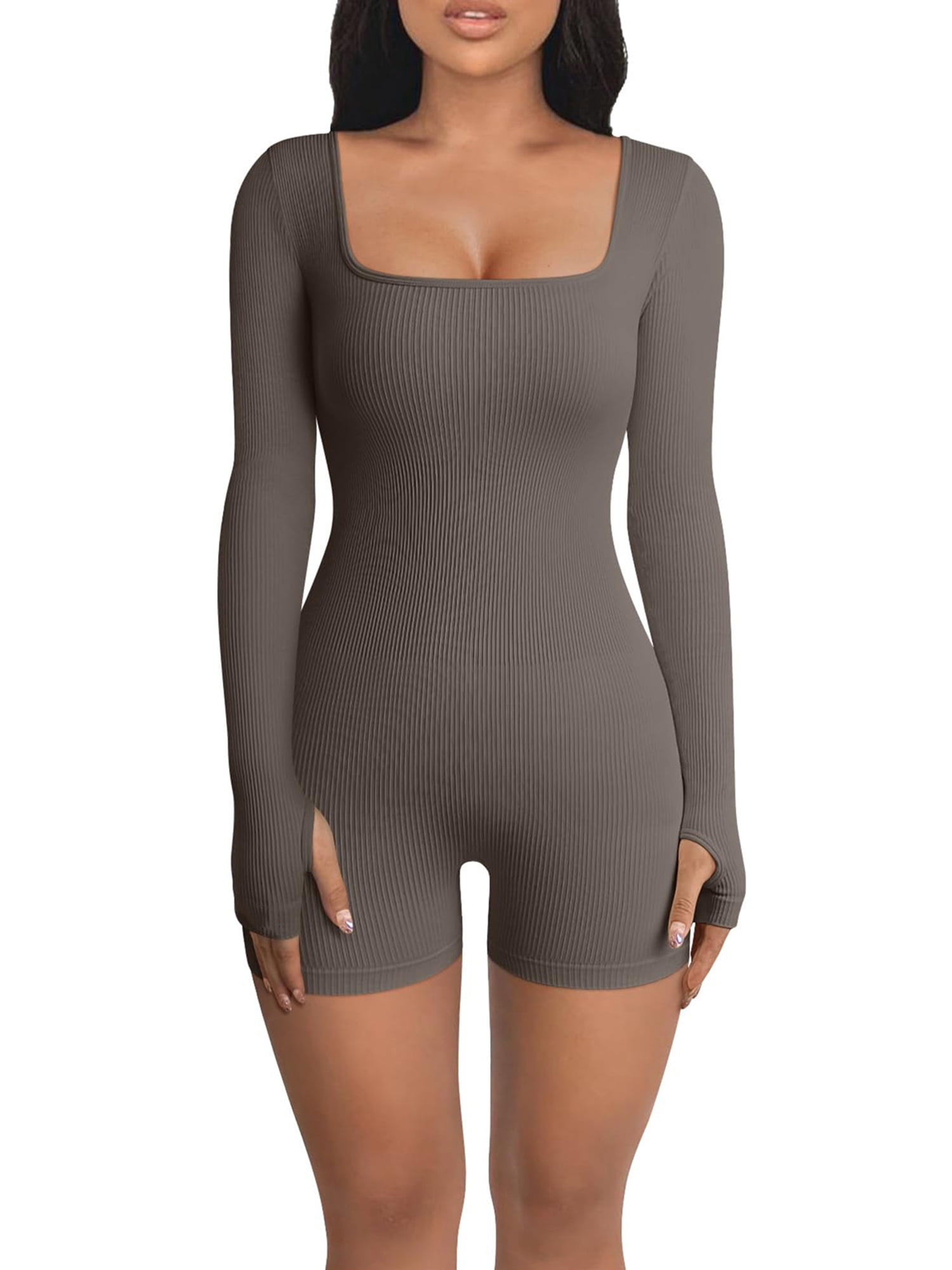 kcdigr Bodysuit for Women Long Sleeve Sexy Body Suit Square Neck Soft  Bodycon Rompers Compression One Piece Shapewear Tops, D01_green(crew Neck),  Small : : Clothing, Shoes & Accessories
