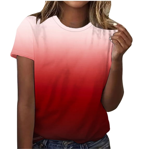 Women's Workout Shirt Quick Dry Gym Athletic Running T-Shirts Short Sleeve Summer Tops Red XL
