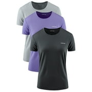 Women's Workout Shirts Active Core Short Sleeve Sport T-Shirt Dry Fit Mesh Athletic Shirts 3 pack