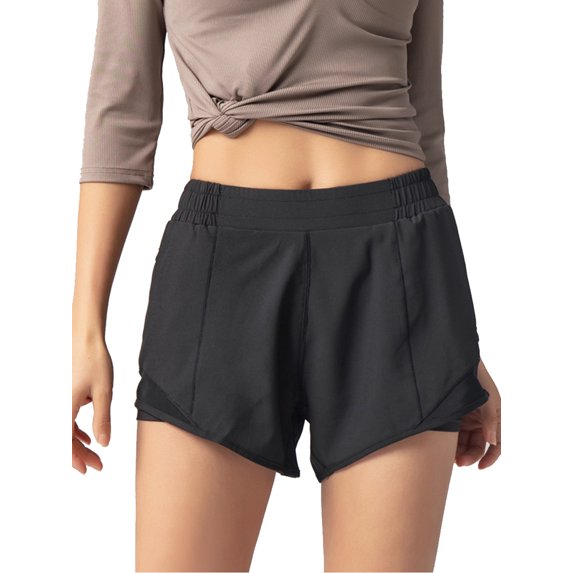 Women's Workout Shorts Athletic Sports Running Shorts Active Yoga Gym Sport Shorts, Black, Medium