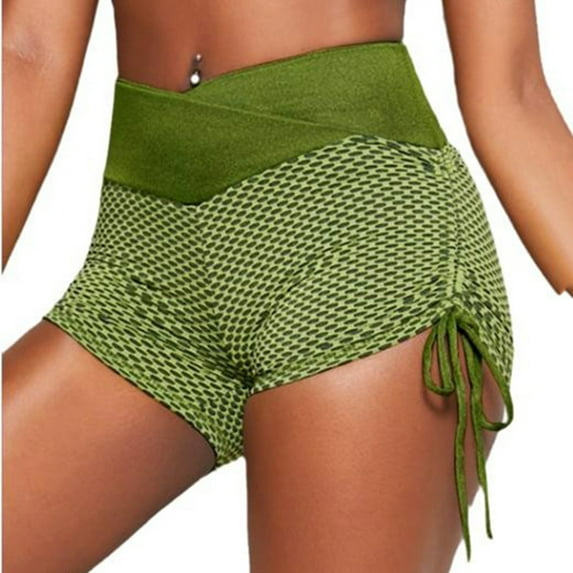 Women's Workout Shorts Cheap, Work Out Shorts for Women Seamless Yoga Shorts High Waisted Yoga Shorts for Women(Green,L)