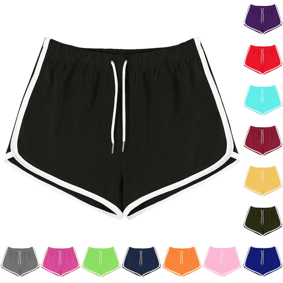 Women's Workout Shorts High Waist Drawstring Quick Dry Color Block Comfy Yoga Running Athletic Lounge Dolphin Shorts Size S-3XL
