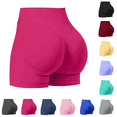thumbnail image 1 of Women's Workout Shorts High Waisted Butt Lifting Seamless Stretch Yoga Gym Running Impact Booty Shorts Hot Pink M, 1 of 5