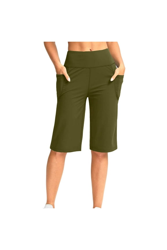 Women's Workout Shorts Loose Sports & Recreation Summer Casual Knee Length Elastic Waist Straight Leg Pockets Biker Shorts for Basketball Running