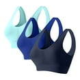 thumbnail image 1 of Women's Workout Sports Bra Plus Size 3Pc Seamless Wirefree Yoga Bra with Removable Pads Navy S-6XL, 1 of 2