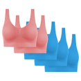 thumbnail image 1 of Women's Workout Sports Bra Seamless Comfort Wire-Free Bra 5-Pack Soft Breathable Racerback for Gentle Lift Blue S-4XL, 1 of 5