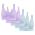 thumbnail image 1 of Women's Workout Sports Bra Ultra-Comfort Wireless Seamless Racerback Bra Breathable Light Lift Tank Style 5-Pack Light Blue S-4XL, 1 of 5