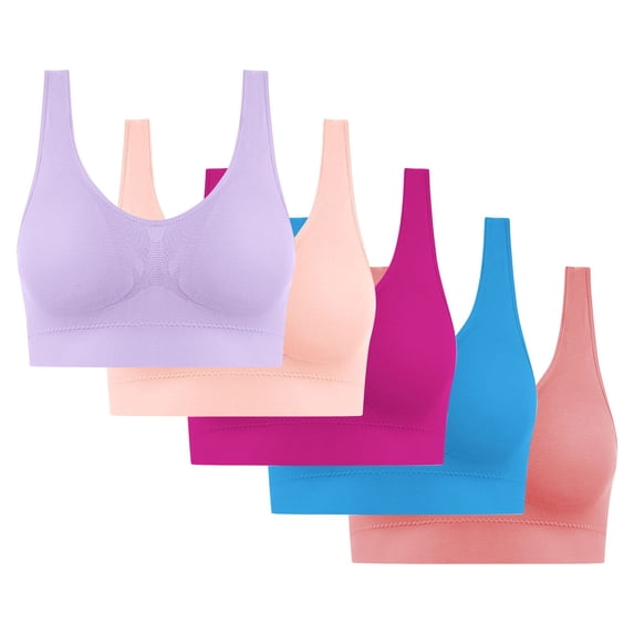 Women's Workout Sports Bra Ultra-Comfort Wireless Seamless Racerback Bra Breathable Light Lift Tank Style 5-Pack Watermelon Red (2XL)