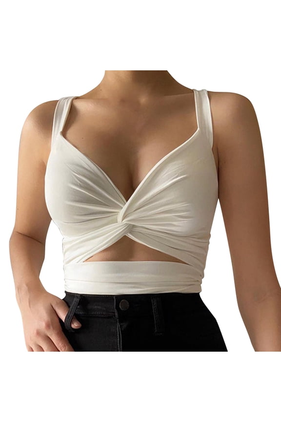 Women's Workout Sports Bras Fitness Padded Backless Yoga Crop Tank Top Twist Back Cami