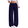thumbnail image 1 of Women's Workout Sweatpants Wide Leg Relaxed Fit Drawstring Waist Athletic Lounge Pants, 1 of 7