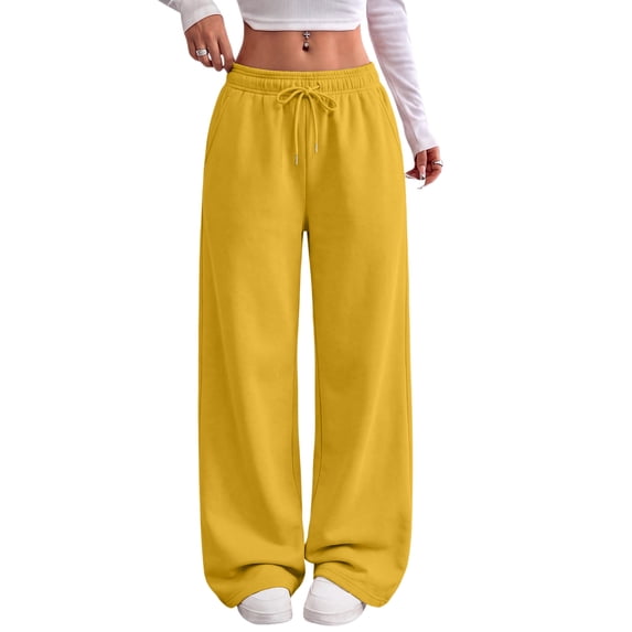 Women's Workout Sweatpants Wide Leg Relaxed Fit Drawstring Waist Athletic Lounge Pants