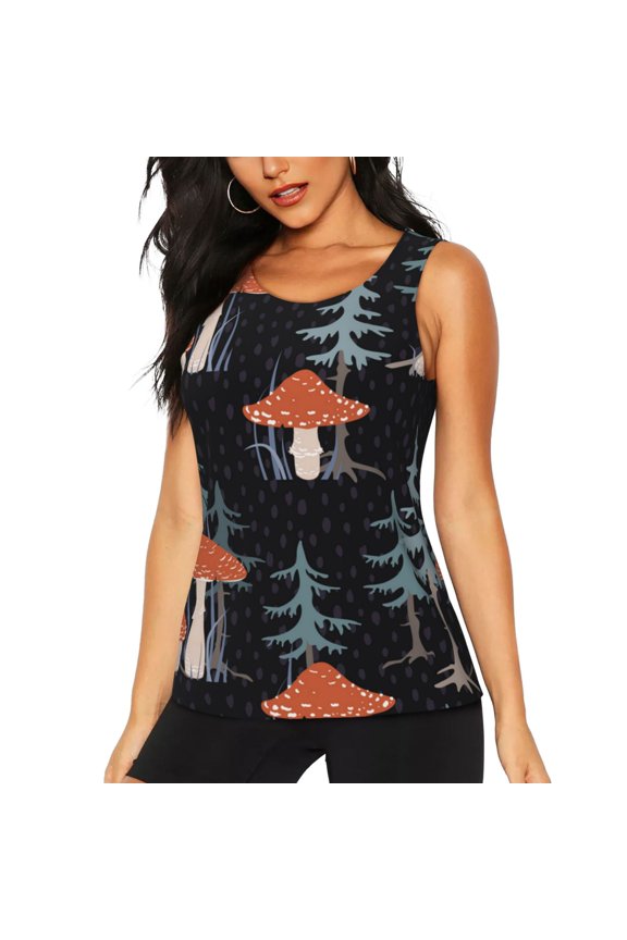 Women's Workout Tank Top Breathable Athletic Gym Sleeveless Shirt, Tree Mushroom Magic