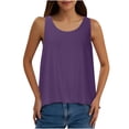 thumbnail image 1 of Women's Workout Tank Tops Casual Sleeveless Round Neck Loose Tee Shirt Solid Color Flowy Hem Summer Going Out Vest, 1 of 6