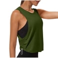 thumbnail image 1 of Women's Workout Tank Tops Lightweight Sleeveless Athletic Tops Drawstring Side Ruched Yoga Running Shirts Army Green S, 1 of 6