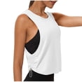 thumbnail image 1 of Women's Workout Tank Tops Lightweight Sleeveless Athletic Tops Drawstring Side Ruched Yoga Running Shirts White XL, 1 of 6
