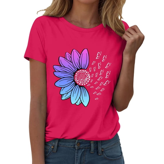 Women's Workout Tee - Athletic Plus Size Top - Short Sleeve Cotton - Trendy 2025 Design | Baberdicy | Womens Fashion Workout T Shirts Athletic Plus Size Tops Summer Trendy (Hot Pink | L)