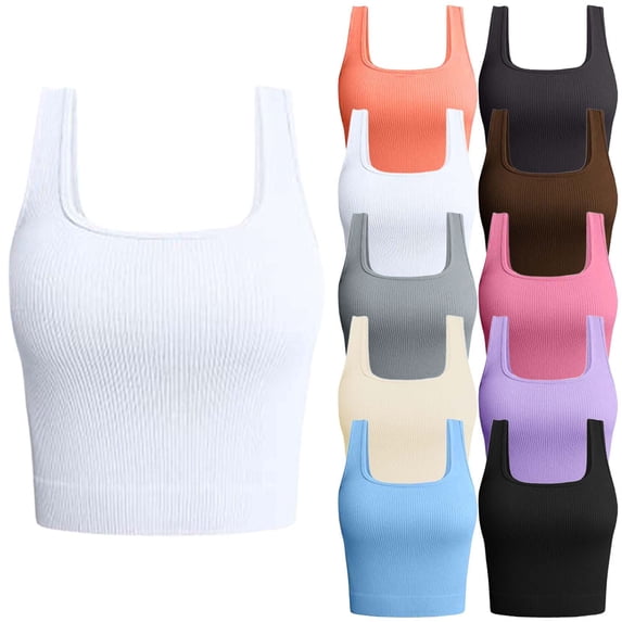 Women's Workout Tops, Athletic Racerback Tank Tops for Women, Sleeveless Shirts Yoga for Gym Running by Yigetop Blue M