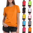 thumbnail image 1 of Women's Workout Tops Short Sleeve Shirts Quick Dry Athletic Sun Protection Rash Guard for Women Saffron XL, 1 of 5
