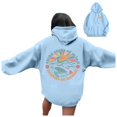 thumbnail image 1 of Women's Workout Tops Winter Fall Relaxed Fit Hooded Long Sleeve Batwing One Shoulder Drawstring Floral Leisure Cotton Hoodies Sweatshirts(Light Blue,S), 1 of 6