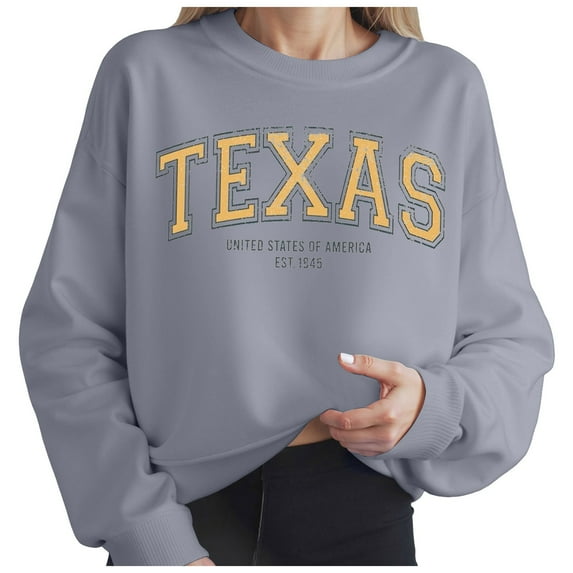 Women's Workout Tops Winter Loose Crew Neck Long-sleeved Mitten-Cuff One Shoulder with Pocket Graphiprint Vintage Cotton Sweatshirt Pullovers(Grey,XL)